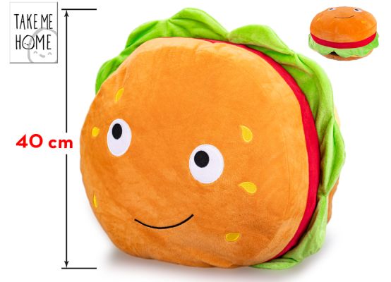 Take Me Home hamburger plyšový 40cm s obličejem 0m+